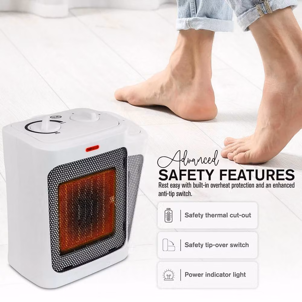 Tanness Ceramic Fan Heater with Tilt and Overheat Protection, Black and White – 5