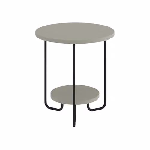 FWStyle Corro Round Side Table in Ash Green and Black, Modern Industrial Accent Table with Dual-Level Storage, W/D/H: 40 x 40 x 45 cm