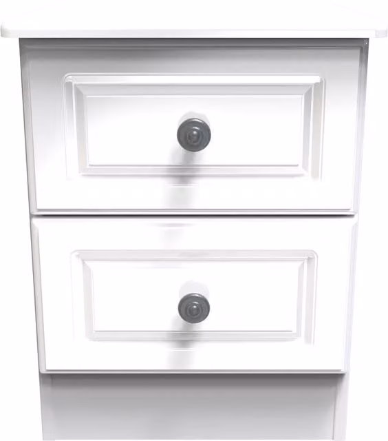 Ready Assembled 2 U Stirling 2 Drawer Bedside Cabinet in White – 1