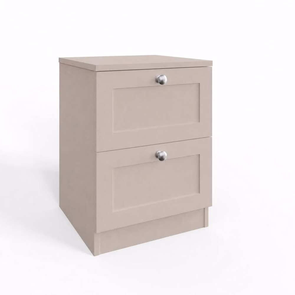 FWStyle Artus Beige Panelled 2 Drawer Bedside Table Chest – 3