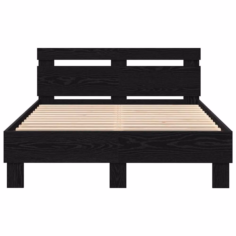 Berkfield Home Modern Slatted Bed Frame in Black Oak Engineered Wood, W/D/H: 120 x 190 cm – 5