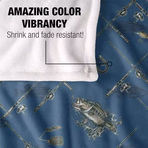 JQ Licensing Action Bass Fishing Pattern 2 Silky Touch Super Soft Fleece Throw Blanket, Multicolour, W: 91 cm, D: 147 cm – 3