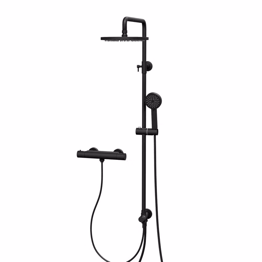 Nes Home Round Exposed Shower with Handset and Thermostatic Valve in Matte Black – 2