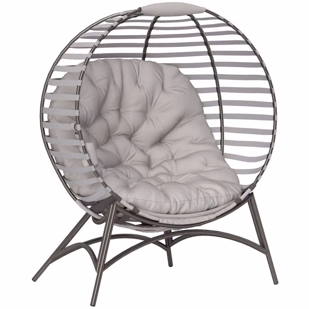 Wyld Haus Lenika Oversized Egg Chair in Light Grey with Cushion and Side Pocket – 2