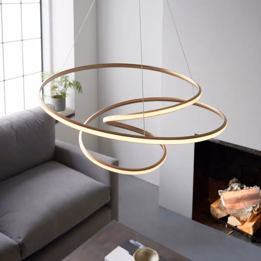 Netlighting IMOLA Dimmable Modern LED Pendant Ceiling Light in White and Gold/Brass – 4