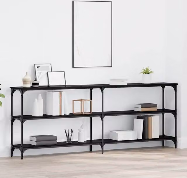 Berkfield Home Black Oak Console Table, W: 200 cm, D: 29 cm, H: 75 cm – 1