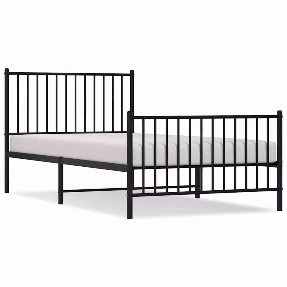 Berkfield Home Metal Bed Frame with Headboard and Footboard in Black, W/D/H: 100 x 200 cm – 2