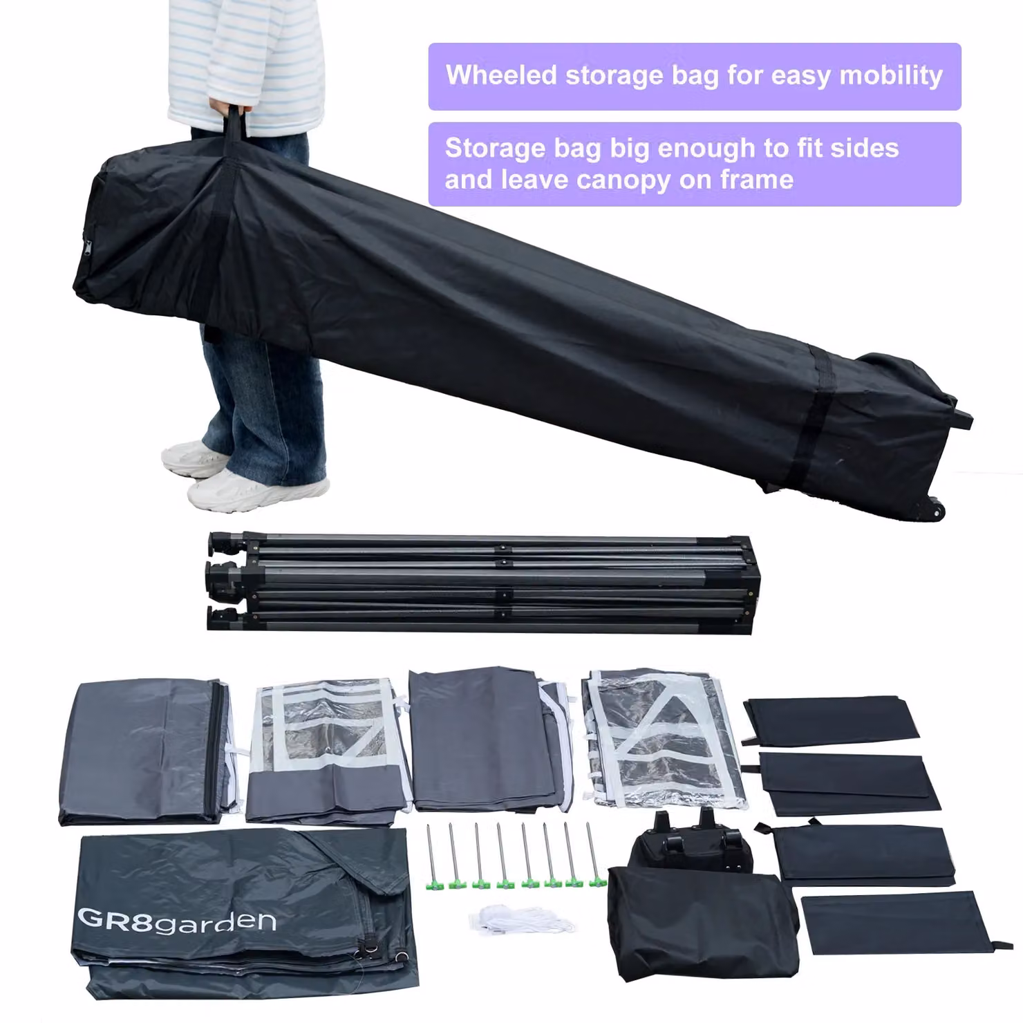 Gr8 Garden Grey Commercial Grade Pop Up Gazebo Waterproof Heavy Duty Market Stall Tent W: 300 cm, D: 327 cm, H: 300 cm – 3