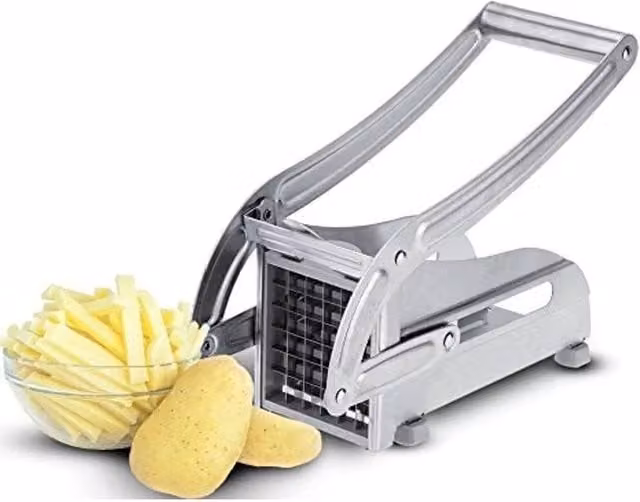 FLAVORA Silver Stainless Steel Potato Chipper and Slicer with Multiple Blades – 1