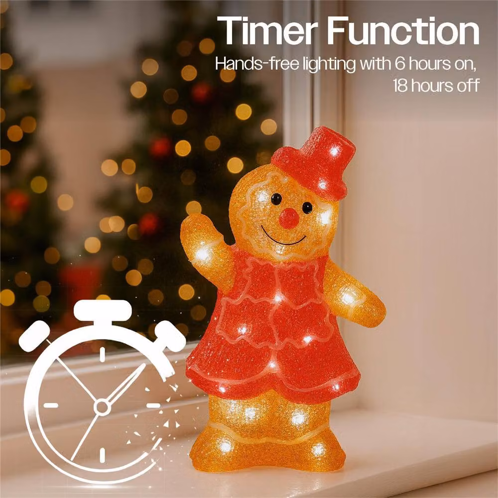mysmartbuy Gingerbread Lady LED Christmas Decoration, Warm White, Height: 31 cm – 2