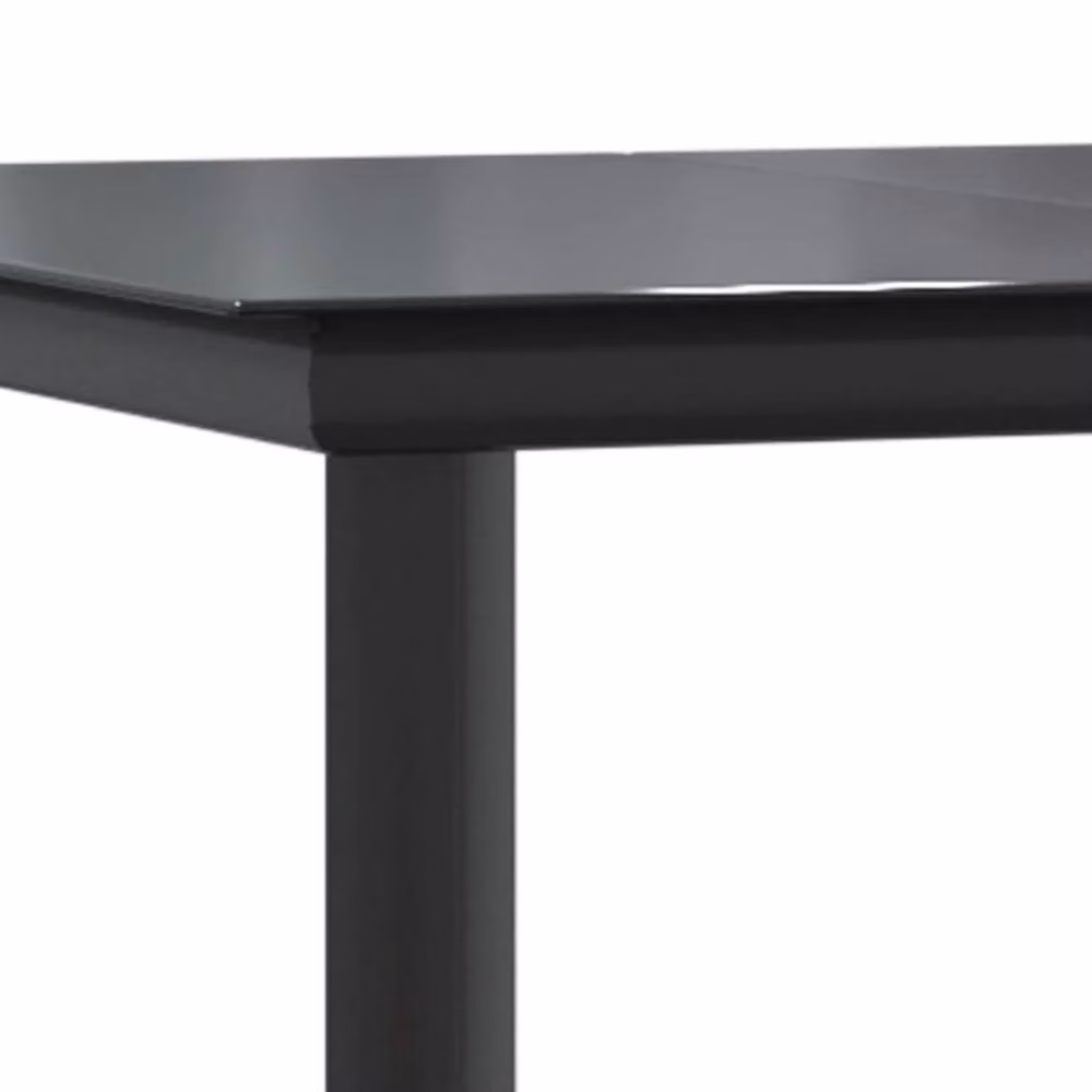 Berkfield Home Elegant Garden Dining Table in Black Steel and Tempered Glass, W/D/H: 200 x 100 x 74 cm – 4
