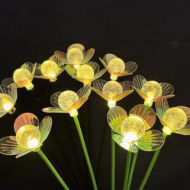 Quipulse Solar Garden Stake Decor Lights with 6 Multicolour Crystal Bubble Ball Heads and Warm White Light