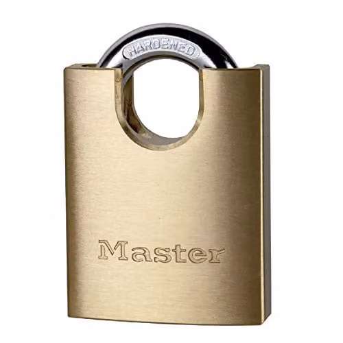 Master Lock Brass Key Padlock in Gold, W/D/H: 9.2 x 5 x 1.7 cm – 1