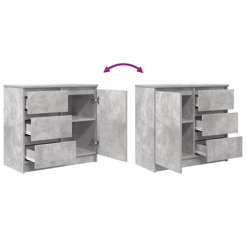 Berkfield Home Sideboard with Drawer in Concrete Grey, W/D/H: 71 x 35 x 65 cm – 2