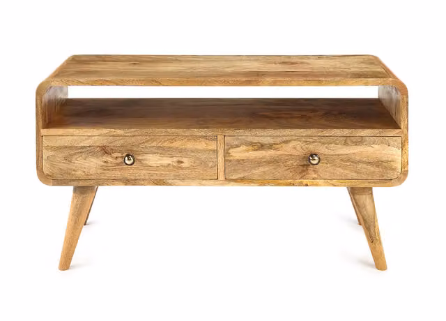 Elm Home And Garden Mid Century Mango Wood TV Unit in Brown