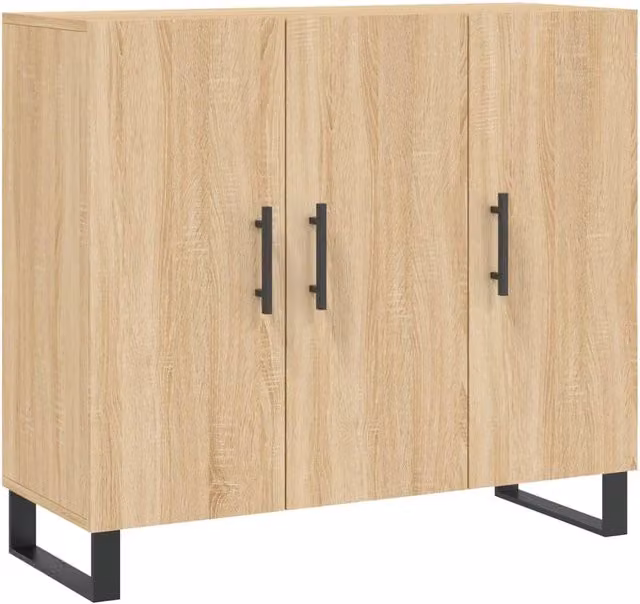 Berkfield Home Modern Sonoma Oak Sideboard in Brown, W/D/H: 90 x 34 x 80 cm