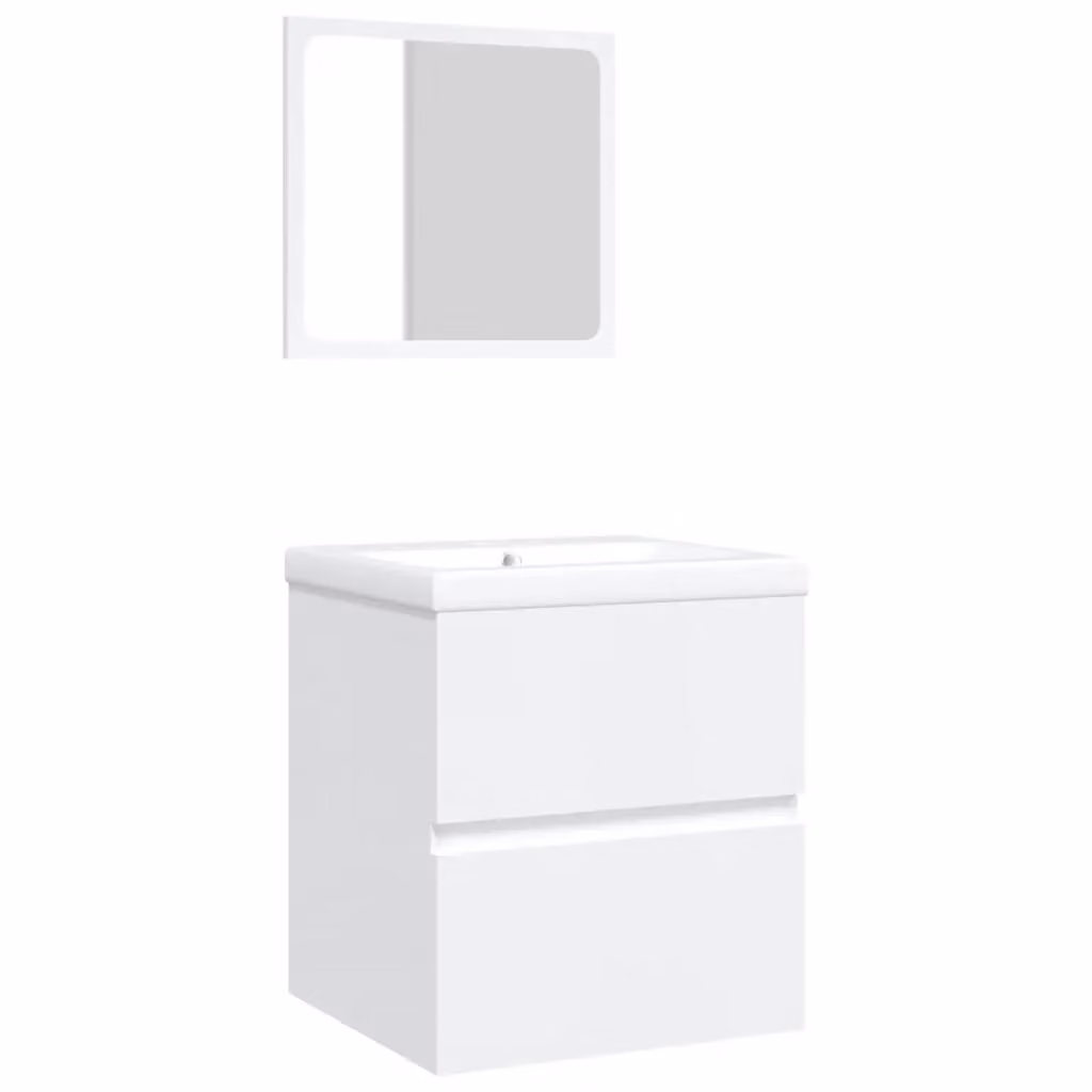 Berkfield Home White Classic Bathroom Vanity Unit with Basin and Mirror Cabinet – 2