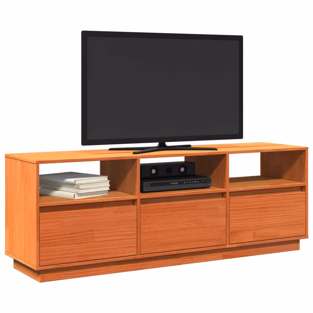 Berkfield Home Rustic Waxed Brown Solid Pine TV Cabinet W/D/H: 140 x 37 x 50 cm – 4