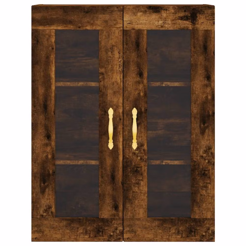 Berkfield Home Wall Mounted Cabinets with Glass Doors, 2 Pack, Smoked Oak Brown, W/D/H: 90.0 x 34.0 x 69.5 cm – 3