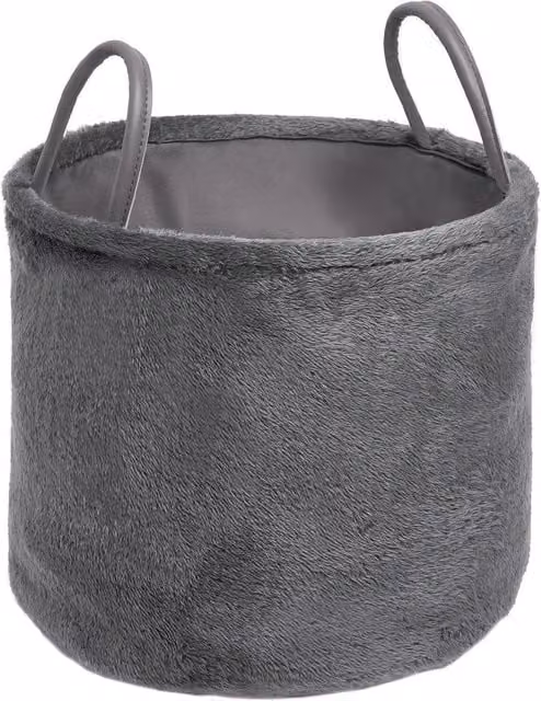 OHS Grey Teddy Fleece Decorative Storage Basket with Handles