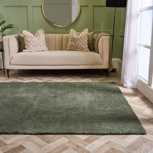 OHS Modern Green Teddy Shaggy Area Rug, W/D/H: 160 x 230 x 3 cm – 1