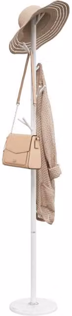 Berkfield Home Post Tree Coat Stand in White Matt Metal and Stone, Height: 175 cm