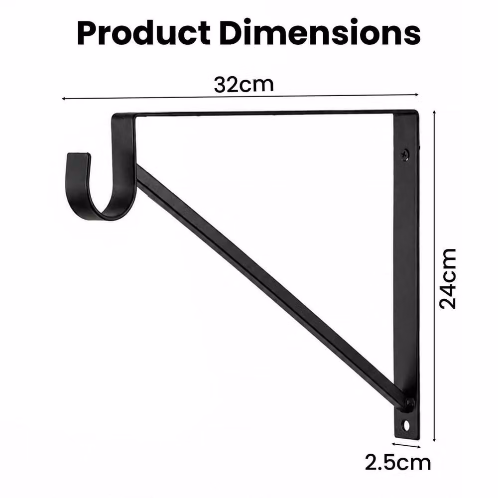 KORVIXA Heavy Duty Wall Mounted Shelf Brackets, Black, 4-Pack, Depth: 52 cm – 2