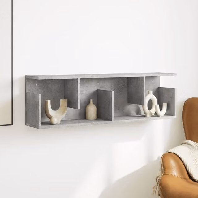 Berkfield Home Wall Mounted Modern Cabinet in Concrete Grey, W/D/H: 100 x 20 x 30 cm