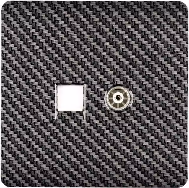 Trendi Switch 2 Gang Combination TV Co-Axial and RJ45 Cat 6 Ethernet Sockets in Black Carbon Fibre – 1
