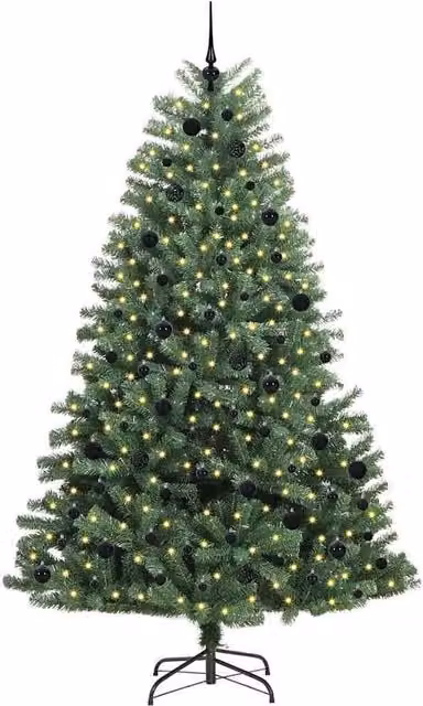Berkfield Home Realistic Artificial Hinged Christmas Tree in Green, Height: 240 cm – 1