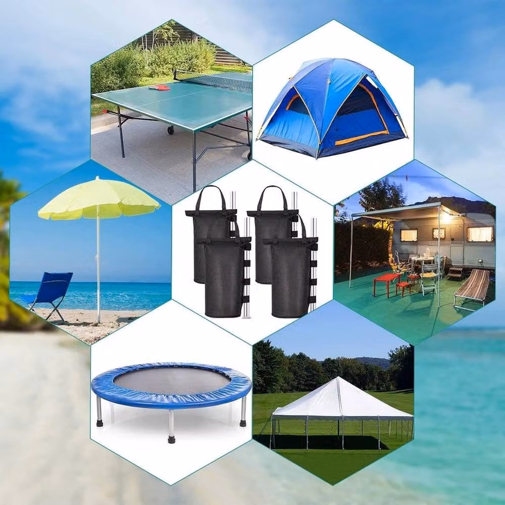 Kelvenix 4-Piece Black PVC Gazebo and Parasol Sandbag Weights – 3
