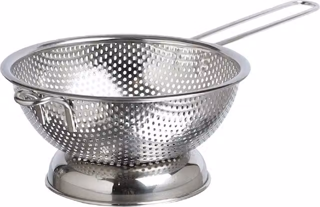 Buckingham Silver Fine Mesh Round Footed Deep Colander Strainer with Long Handle