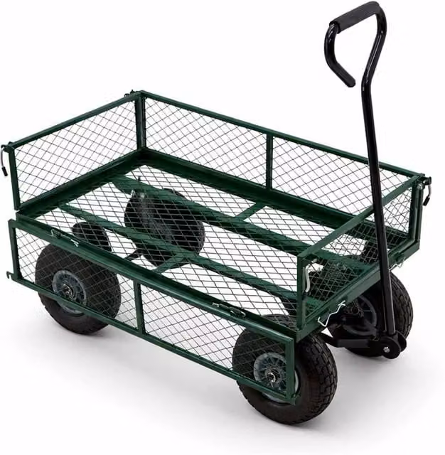 Nordara Heavy Duty Metal Garden Cart Trolley in Dark Green – 1
