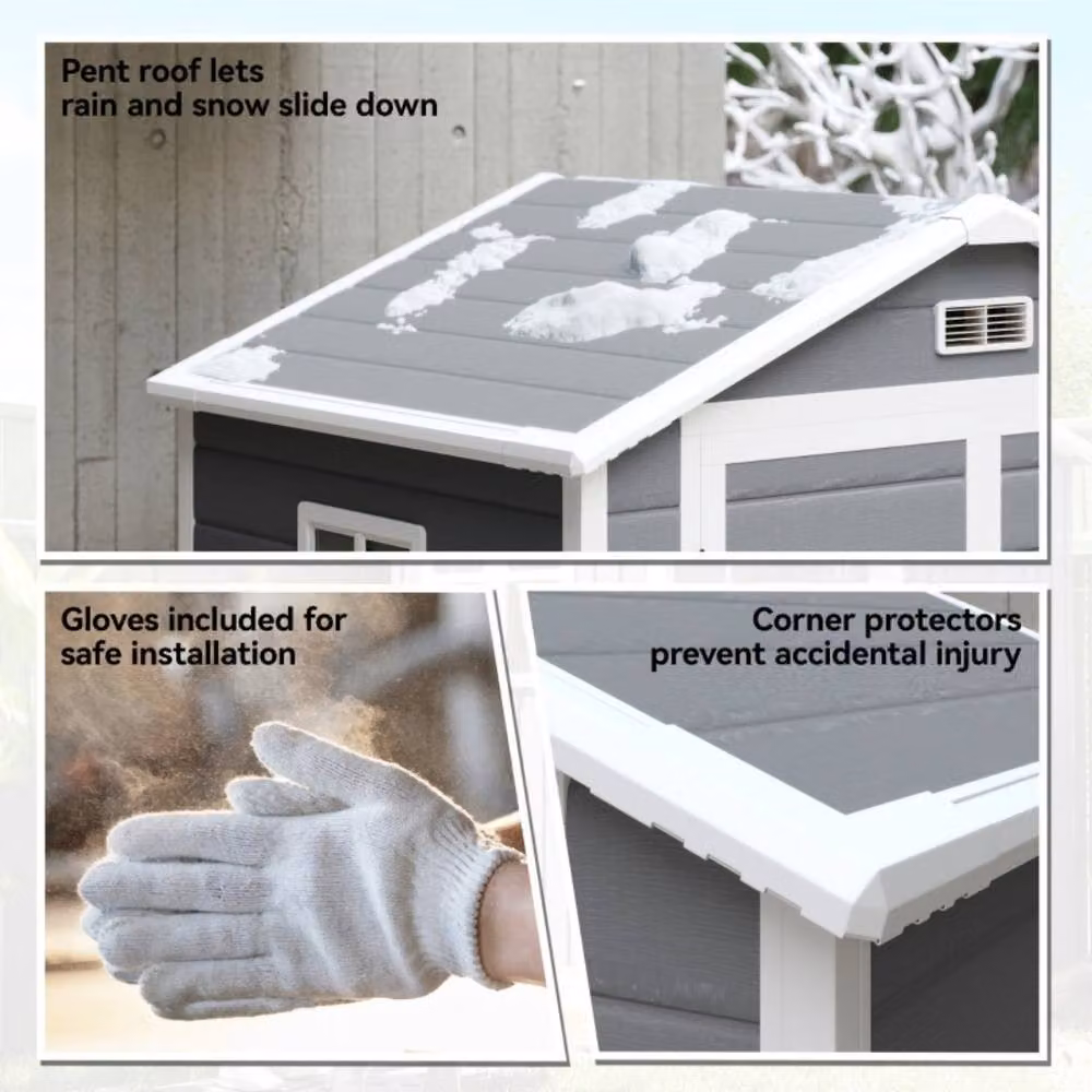 STILVORA Grey Garden Storage Shed with Double Doors and Window, W/D/H: 210 x 163 x 114 cm – 6