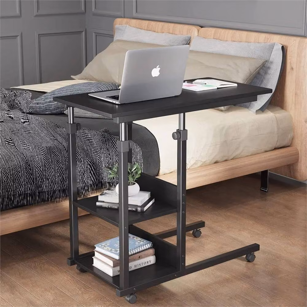 NESTLUNE Black Height Adjustable Mobile Over Bed Table – 4