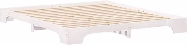 Berkfield Home Floor Bed Frame with Lift Up Storage in White Solid Pine Wood W/D/H: 200 x 220 x 20 cm
