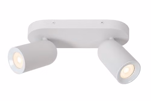 Lucide Punch Dimmable and Adjustable Classic Metal Ceiling Spotlight in White, 2xGU10