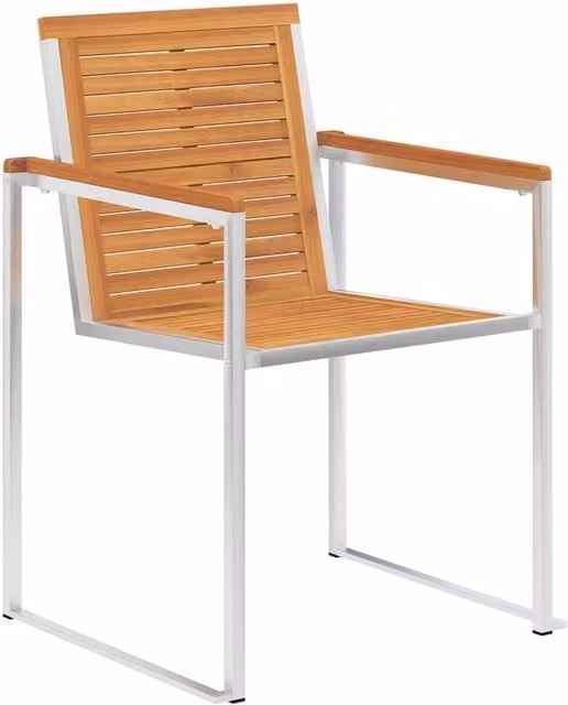 Berkfield Home Set of 8 Classic Garden Chairs in Brown Solid Acacia Wood and Stainless Steel