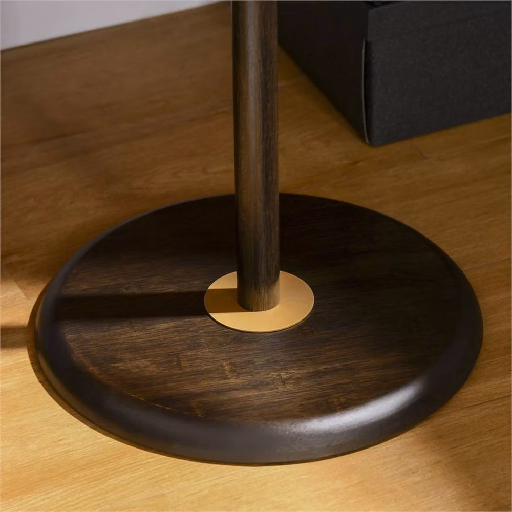 Nordara Bamboo Coat Rack with Round Base in Dark Brown and Gold – 3