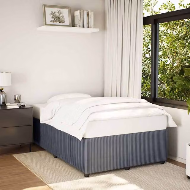 Berkfield Home Double Velvet Upholstered Bed Frame in Dark Grey, W/D/H: 140 x 200 cm – 1