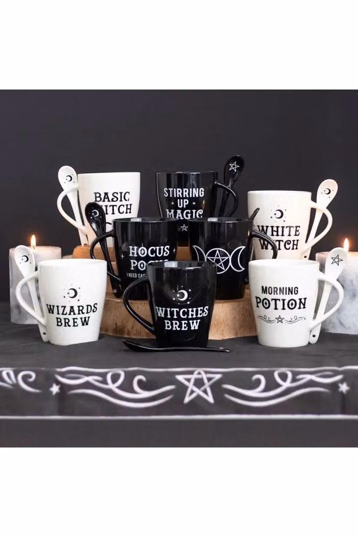 KDMD Morning Potion Ceramic Mug and Spoon Set in White and Beige – 4