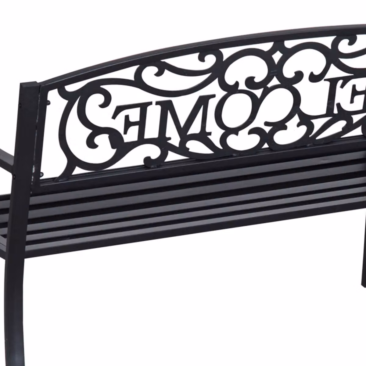 OUTSUNNY Black Metal Double Garden Bench for Outdoor Use – 5