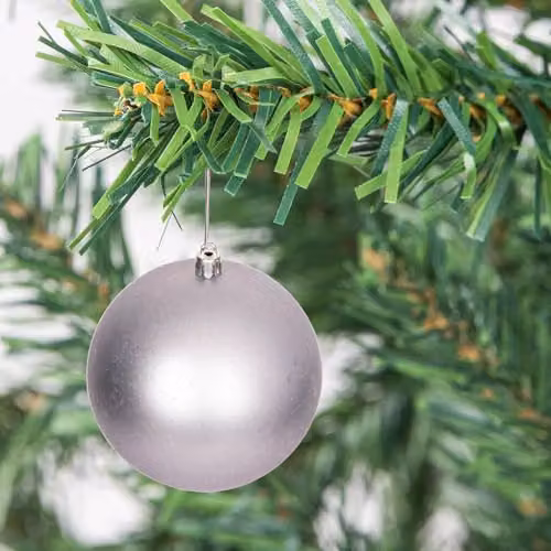 Shatchi 18-Piece Set of Grey and Silver Round Plastic Christmas Bauble Hanging Decorations, Diameter: 6 cm – 2