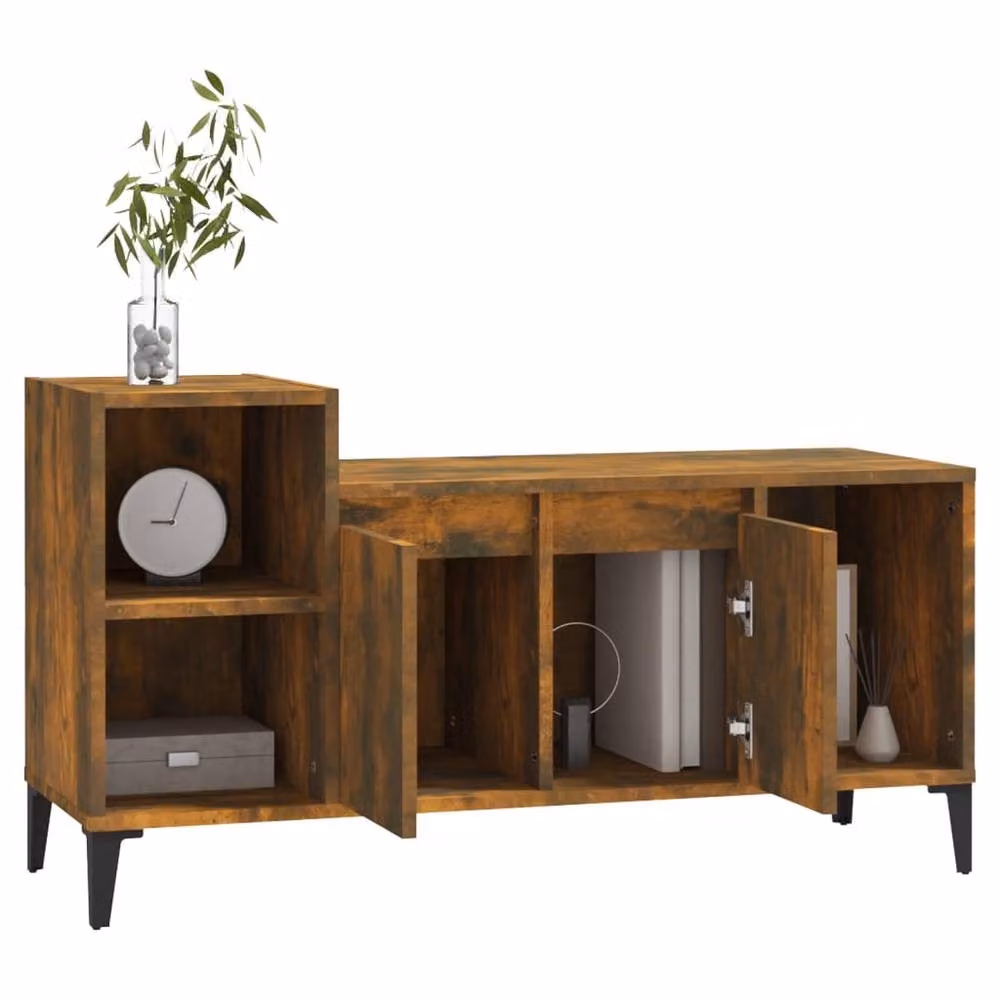 Berkfield Home Smoked Oak TV Cabinet in Brown, W/D/H: 100 x 35 x 55 cm – 3