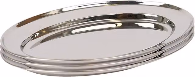 Argon Tableware Silver Stainless Steel Oval Serving Platters, Pack of 3, W: 35 cm, D: 24 cm – 5