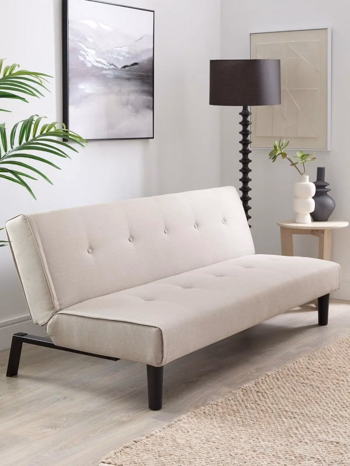 Cheap Furniture Warehouse Dax Fabric Click Clack Sofa Bed in Beige