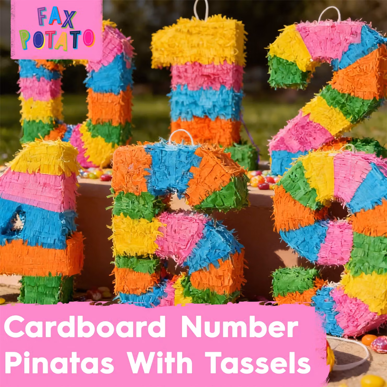 Fax Potato Number 9 Cardboard Pinata, Stick and Blindfold Set in Multicolour – 2