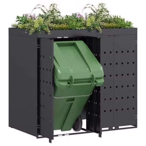 vidaXL Wheelie Bin Storage for 2 Bins, Anthracite, W/D/H: 136 x 77.5 x 121.5 cm