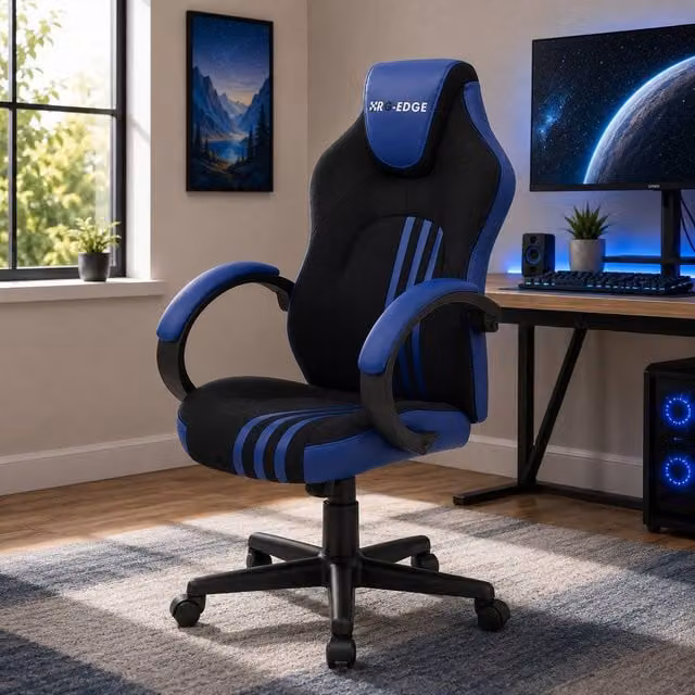 RayGar RG-EDGE Gaming Office Chair with High Back, Armrests and 360 Degree Swivel in Blue and Black