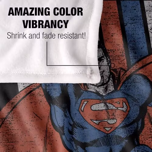 Warner Bros. Superman Retro Stripes Super Soft Silky Touch Fleece Throw Blanket, Multicolour, W: 127.0 cm x H: 152.4 cm – 3